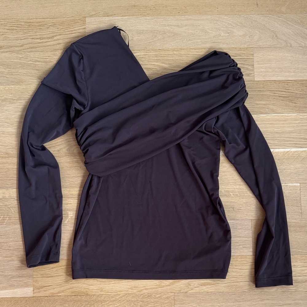 Zara Brown Asymmetrical Long Sleeve Top